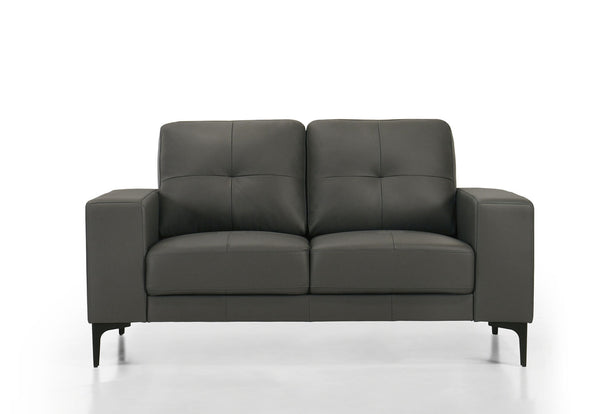 NEVILLE LEATHER 2 SEATER SOFA 	DARK GREY