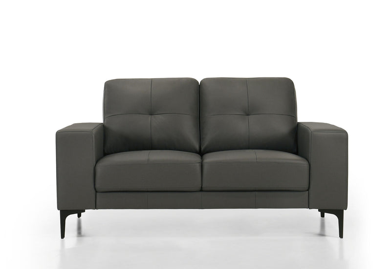 NEVILLE LEATHER 2 SEATER SOFA 	DARK GREY