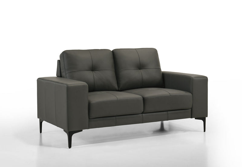 NEVILLE LEATHER 2 SEATER SOFA 	DARK GREY