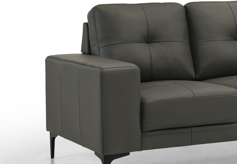 NEVILLE LEATHER 2 SEATER SOFA 	DARK GREY