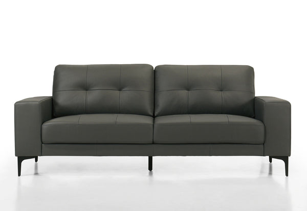 NEVILLE LEATHER 3 SEATER SOFA 	DARK GREY