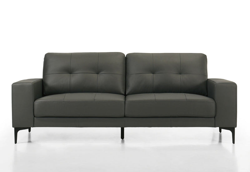 NEVILLE LEATHER 3 SEATER SOFA 	DARK GREY