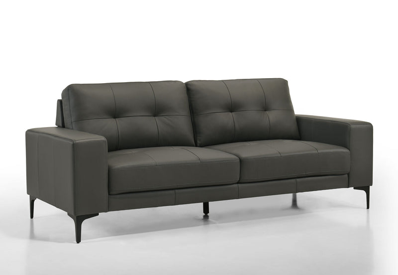 NEVILLE LEATHER 3 SEATER SOFA 	DARK GREY