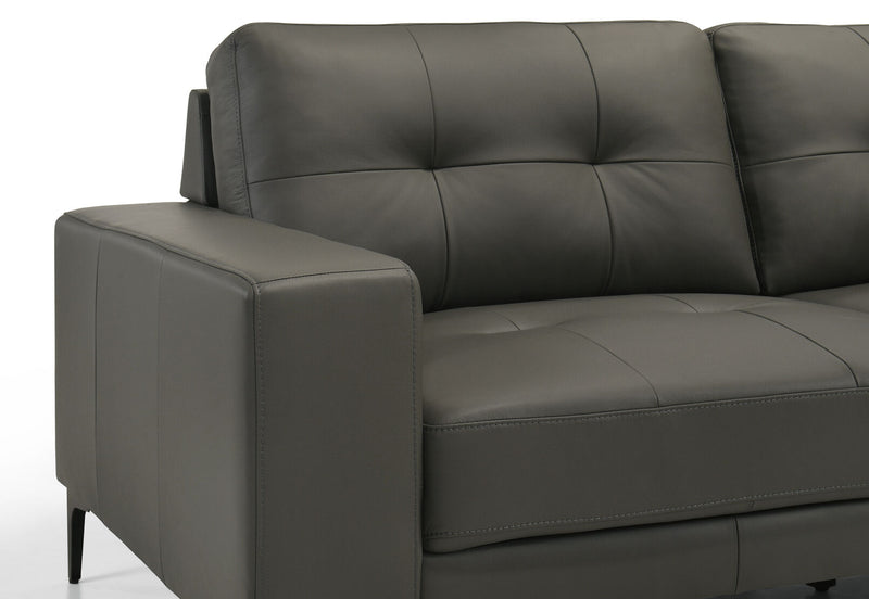 NEVILLE LEATHER 3 SEATER SOFA 	DARK GREY