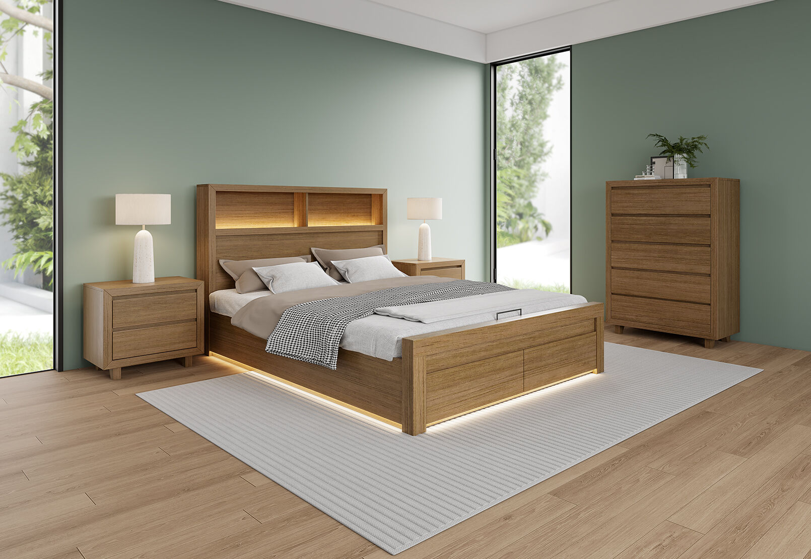 RANA QUEEN BED LIGHT OAK