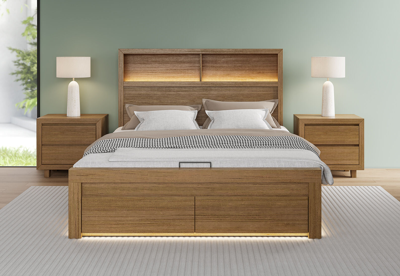 RANA QUEEN BED LIGHT OAK