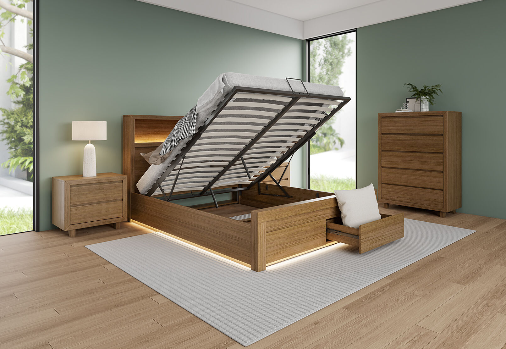 RANA QUEEN BED LIGHT OAK