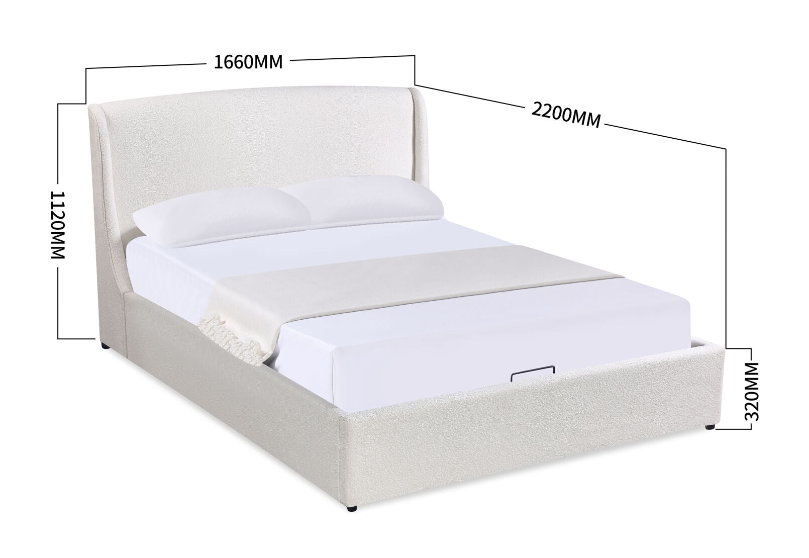 CAMBRIDGE BAY QUEEN LIFT BED CREAM