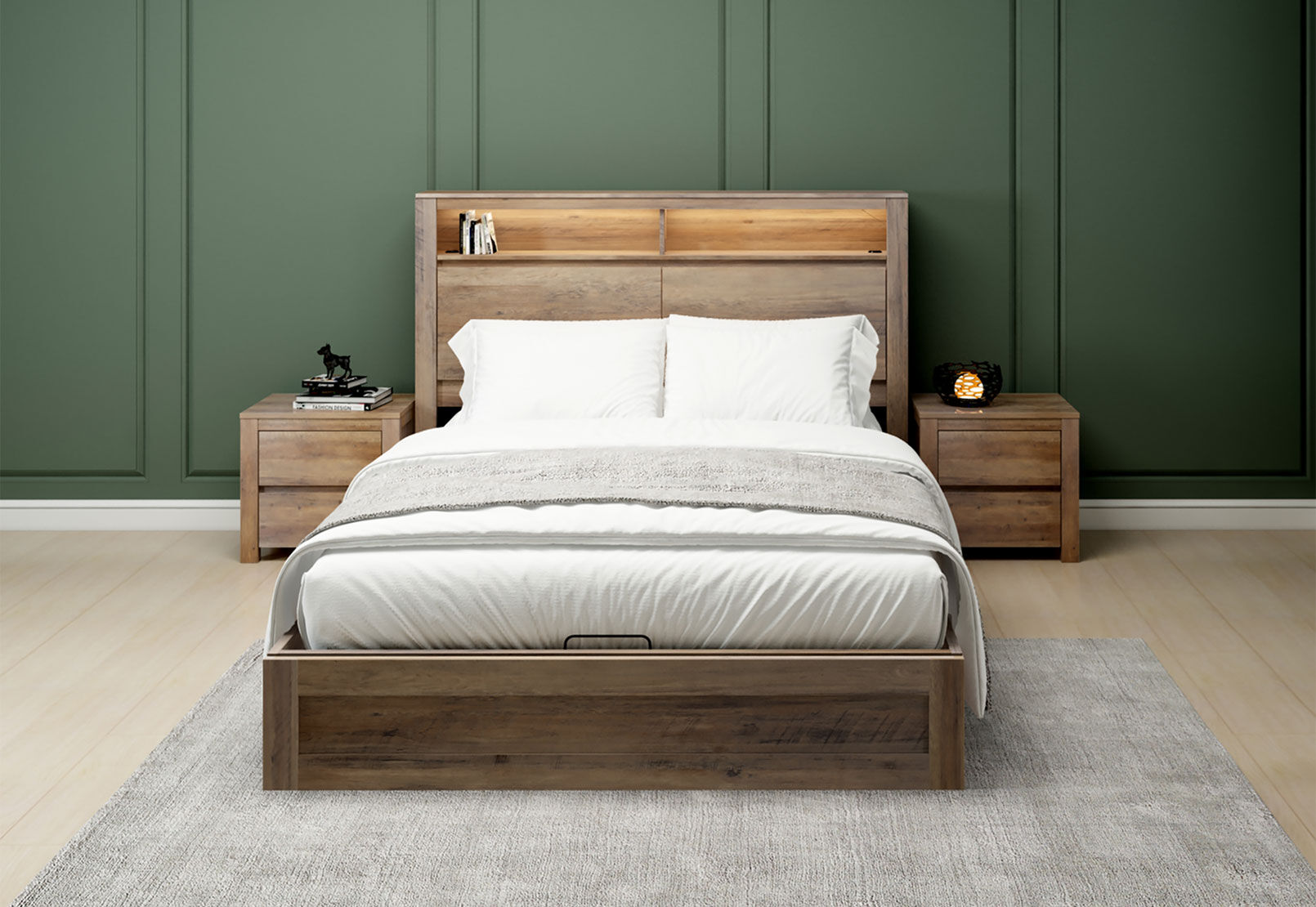 VALDA QUEEN LIFT BED WALNUT