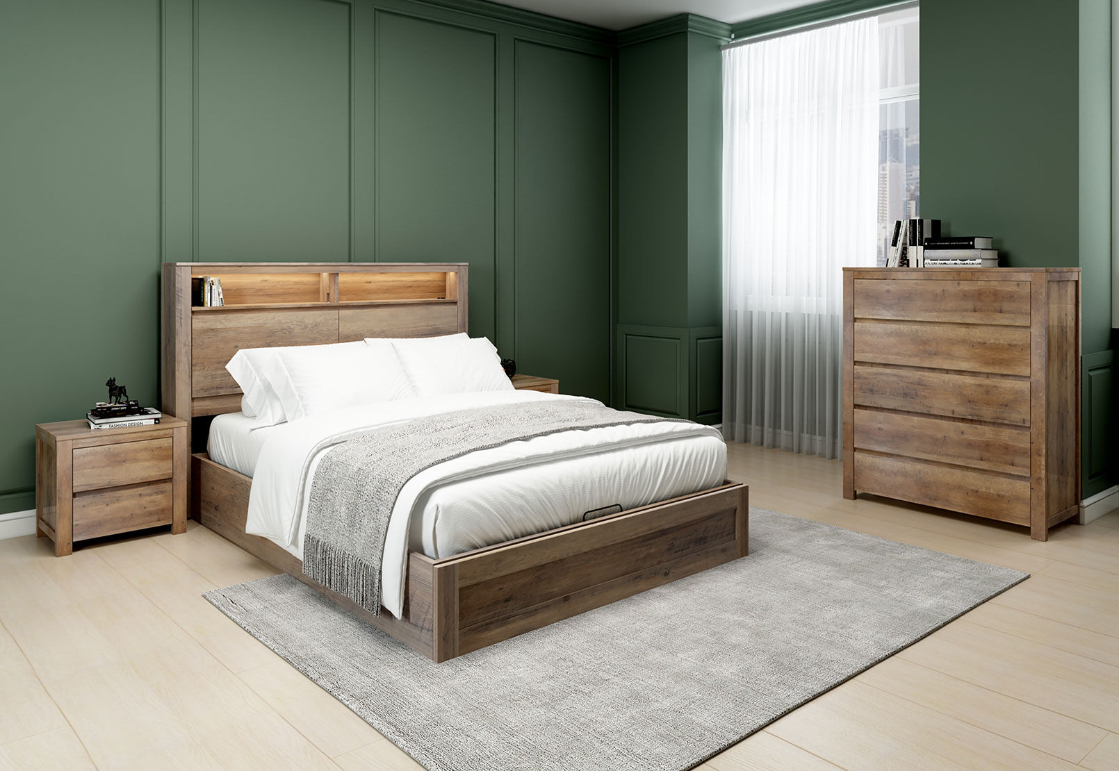 VALDA 4 PIECE QUEEN TALL CHEST BEDROOM SUITE WHITE