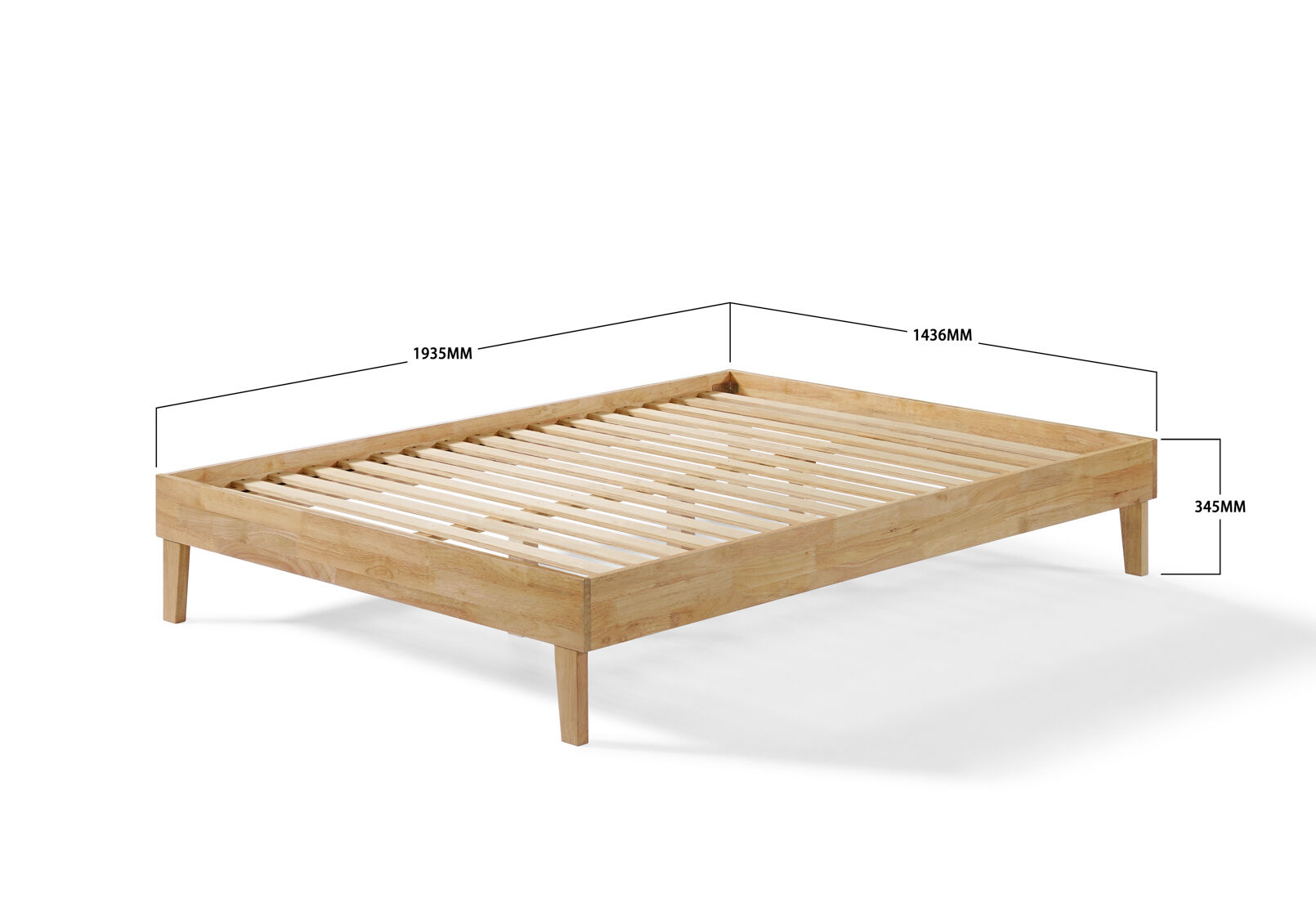 CRAIG DOUBLE BED BASE LIGHT OAK