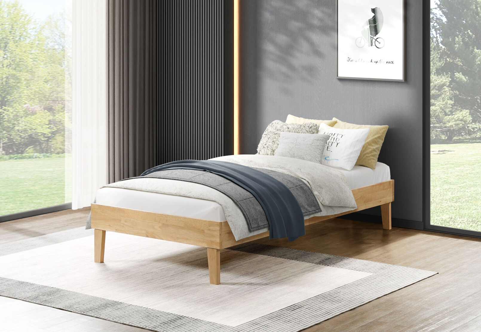 CRAIG SINGLE BED BASE LIGHT OAK