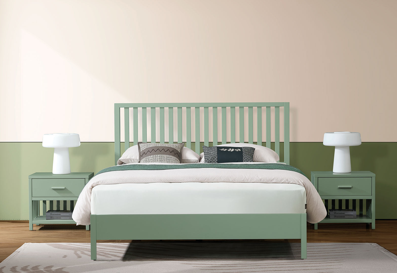 ENNEAD QUEEN BED SAGE GREEN