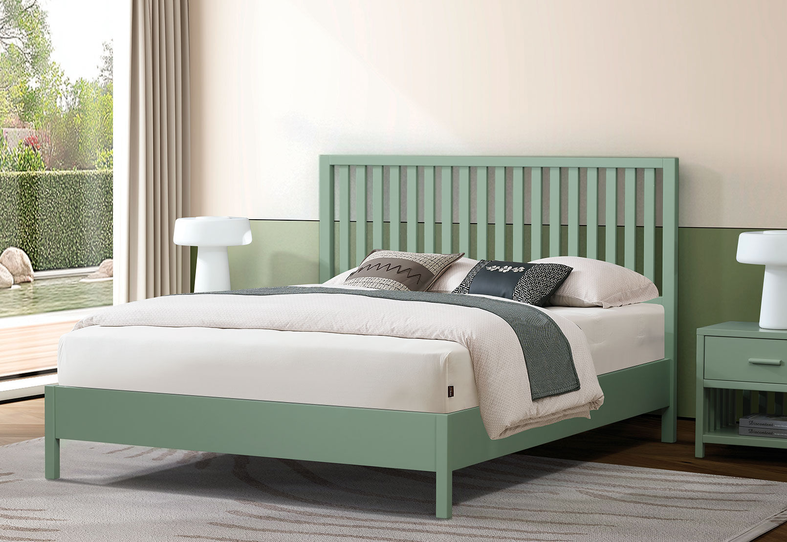 ENNEAD QUEEN BED SAGE GREEN