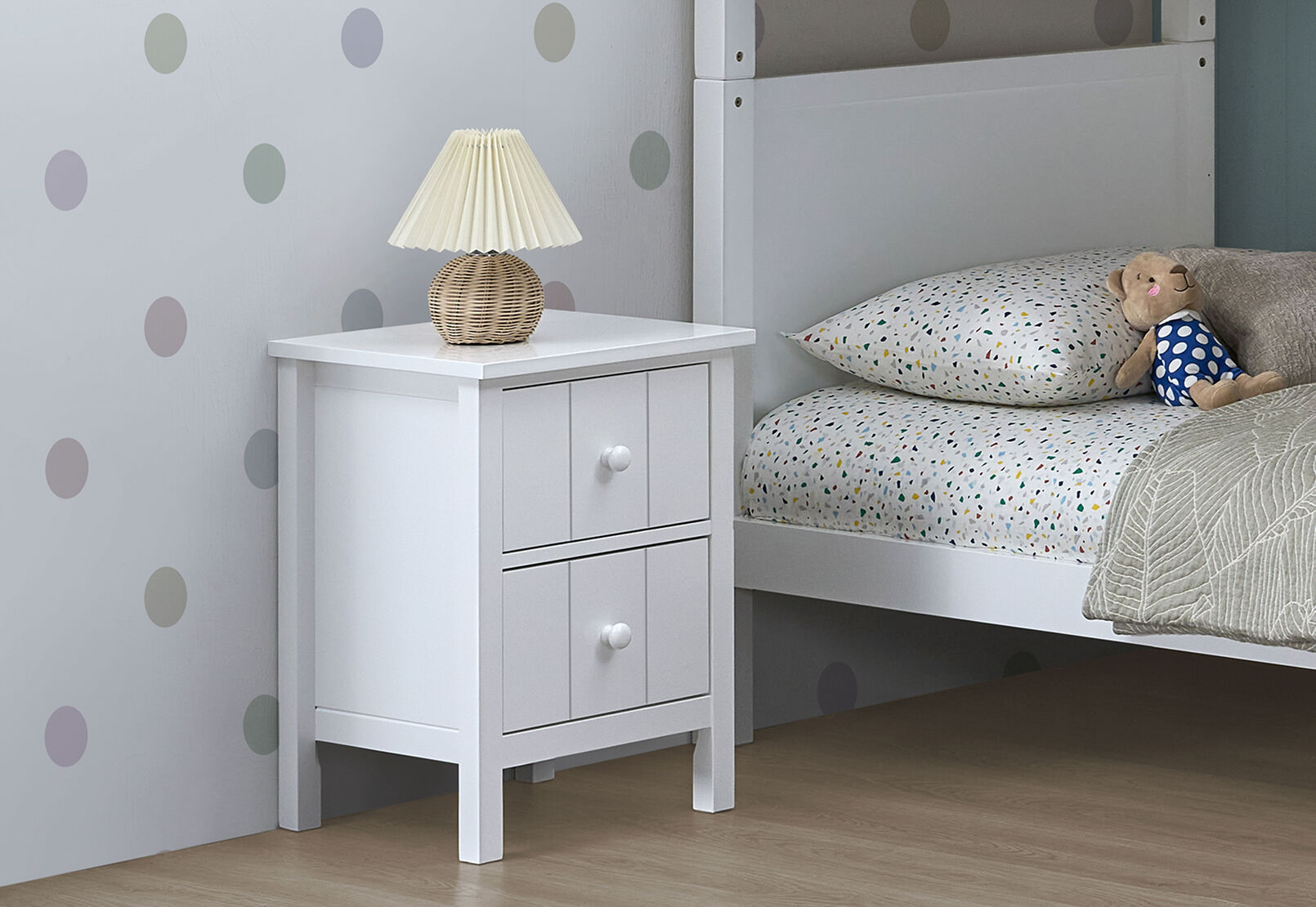 KENORA 2 DRAWER BEDSIDE WHITE