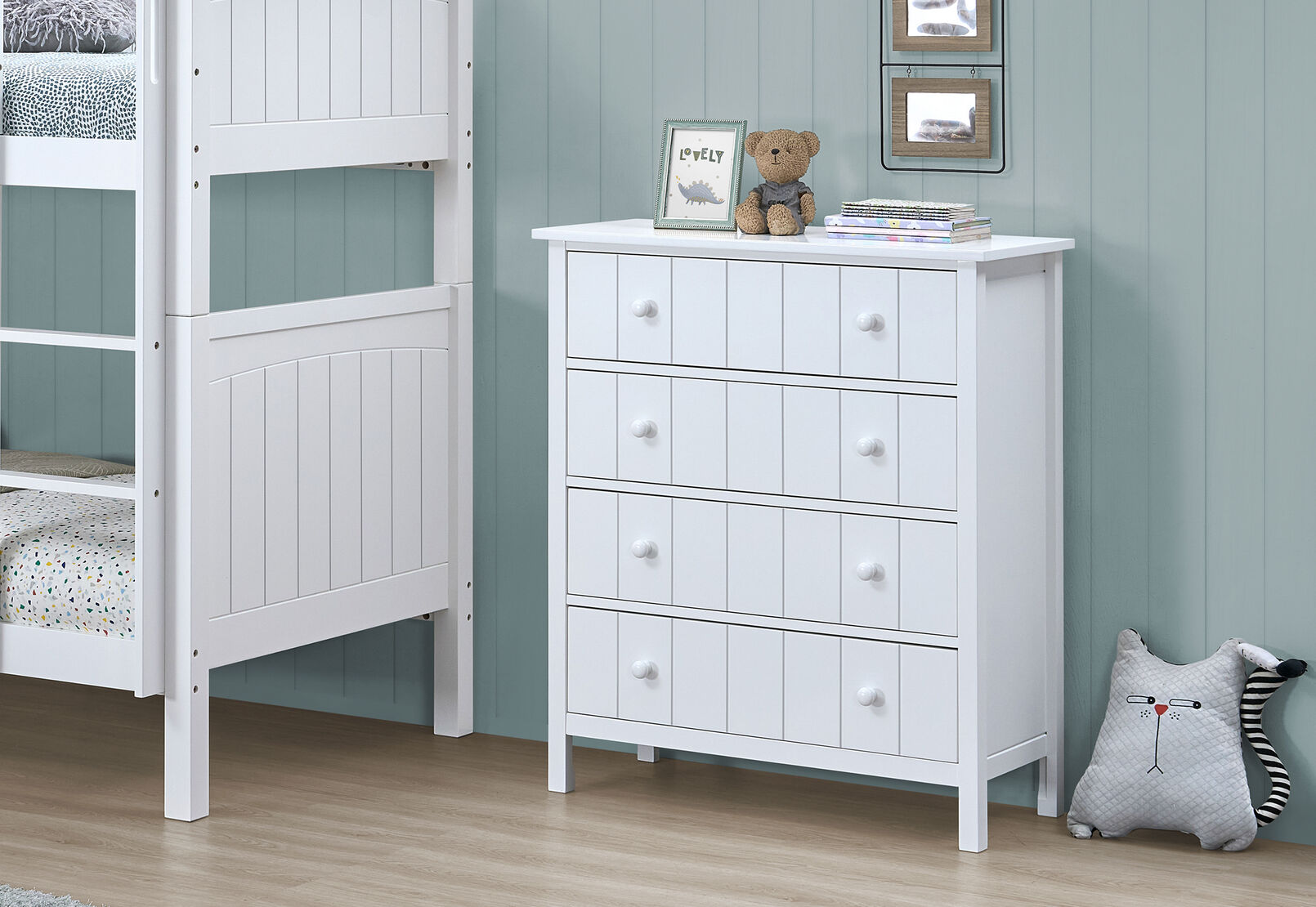 KENORA 4 DRAWER TALL CHEST WHITE