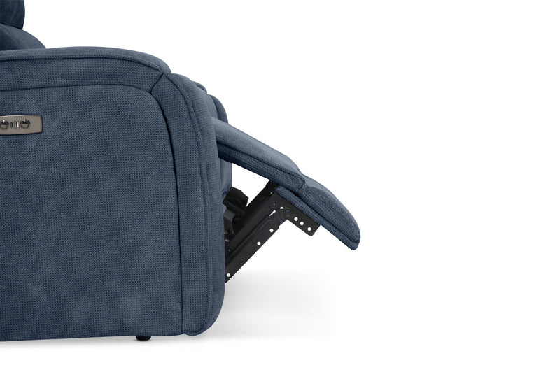 BAYTOWN FABRIC 2 SEATER ELECTRIC RECLINERS WITH CONSOLE NAVY