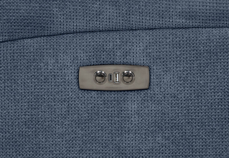 BAYTOWN FABRIC 2 SEATER ELECTRIC RECLINERS WITH CONSOLE NAVY