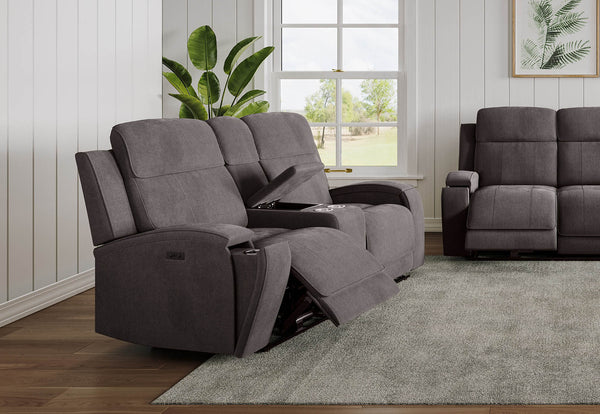 BAYTOWN FABRIC 2 SEATER ELECTRIC RECLINERS WITH CONSOLE GREY