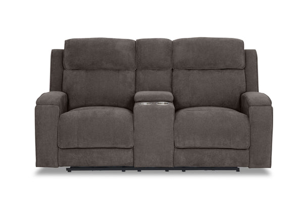 BAYTOWN FABRIC 2 SEATER ELECTRIC RECLINERS WITH CONSOLE GREY