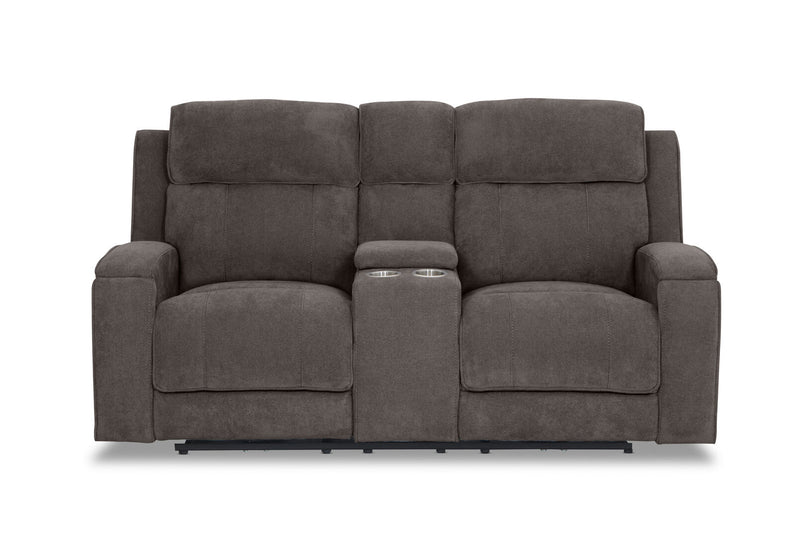 BAYTOWN FABRIC 2 SEATER ELECTRIC RECLINERS WITH CONSOLE GREY