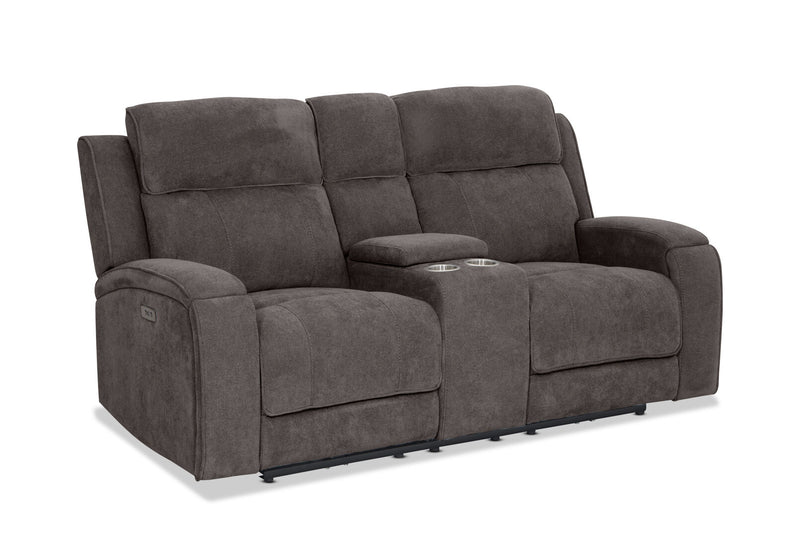 BAYTOWN FABRIC 2 SEATER ELECTRIC RECLINERS WITH CONSOLE GREY