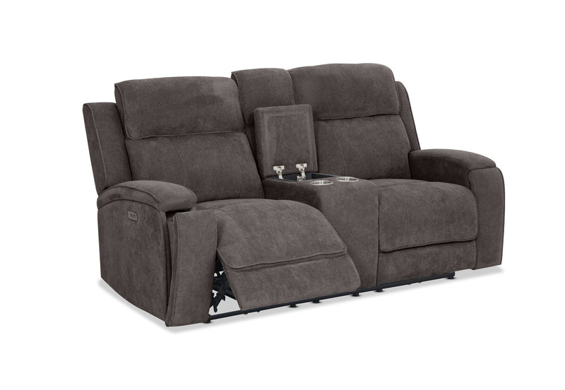 BAYTOWN FABRIC 2 SEATER ELECTRIC RECLINERS WITH CONSOLE GREY