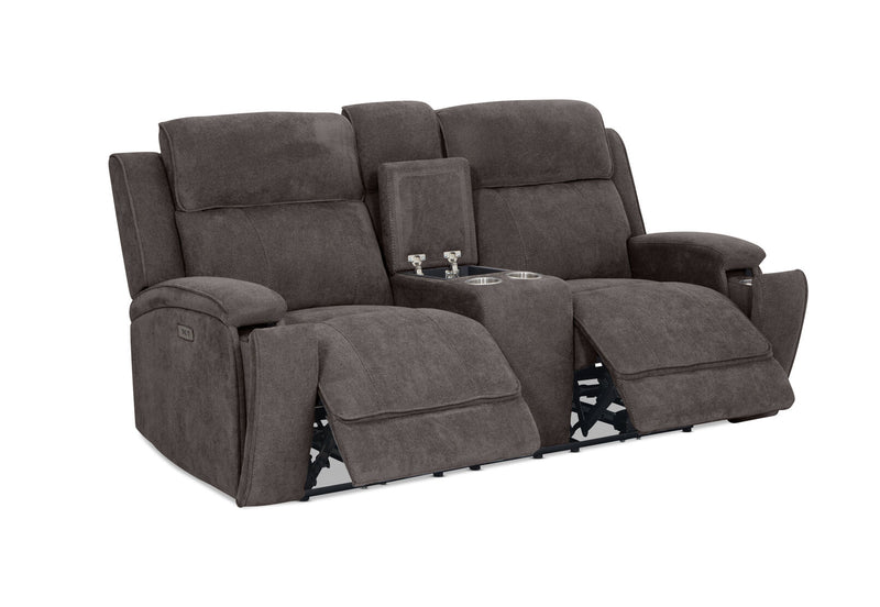 BAYTOWN FABRIC 2 SEATER ELECTRIC RECLINERS WITH CONSOLE GREY