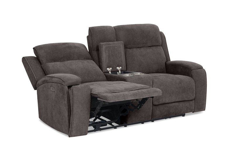 BAYTOWN FABRIC 2 SEATER ELECTRIC RECLINERS WITH CONSOLE GREY