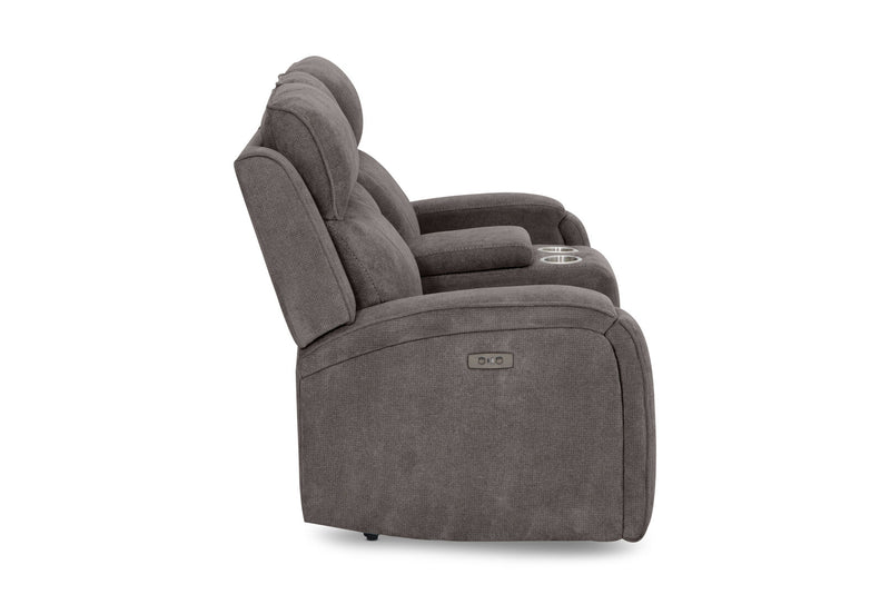 BAYTOWN FABRIC 2 SEATER ELECTRIC RECLINERS WITH CONSOLE GREY