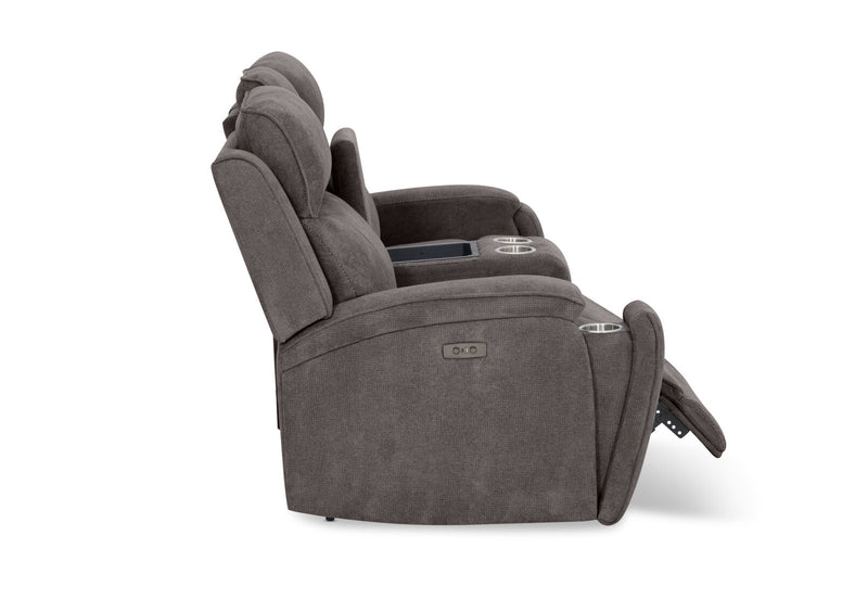 BAYTOWN FABRIC 2 SEATER ELECTRIC RECLINERS WITH CONSOLE GREY
