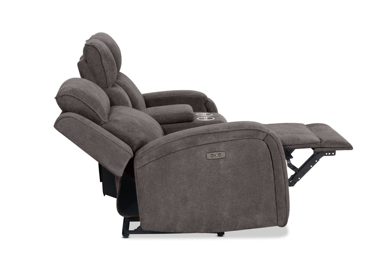 BAYTOWN FABRIC 2 SEATER ELECTRIC RECLINERS WITH CONSOLE GREY