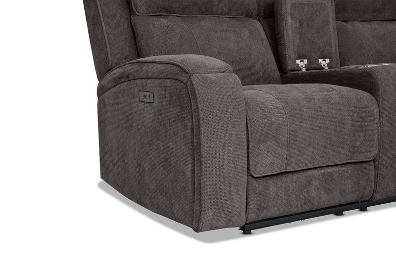 BAYTOWN FABRIC 2 SEATER ELECTRIC RECLINERS WITH CONSOLE GREY