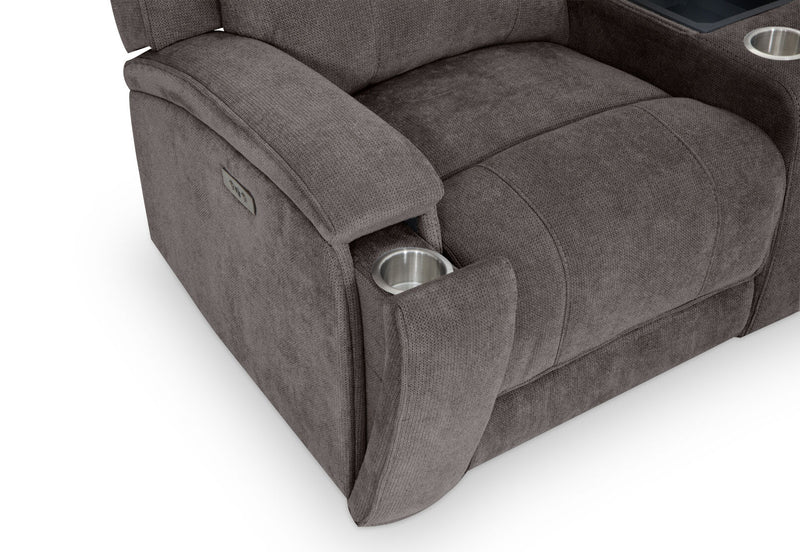 BAYTOWN FABRIC 2 SEATER ELECTRIC RECLINERS WITH CONSOLE GREY