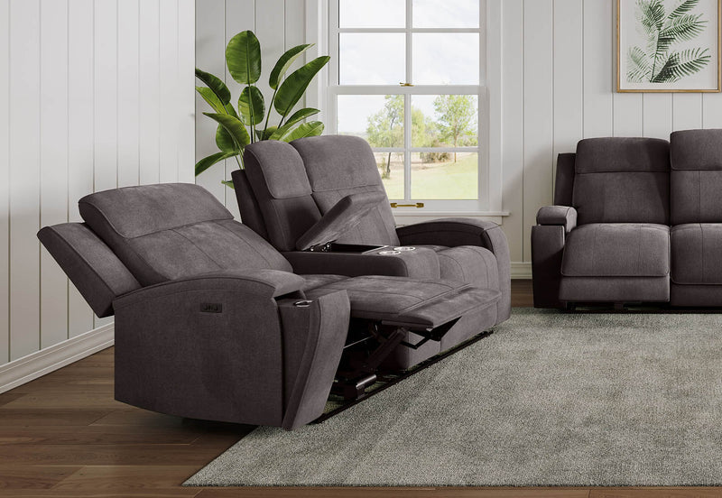 BAYTOWN FABRIC 2 SEATER ELECTRIC RECLINERS WITH CONSOLE GREY