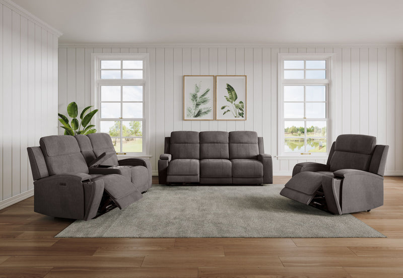 BAYTOWN FABRIC 3 SEATER ELECTRIC RECLINERS GREY