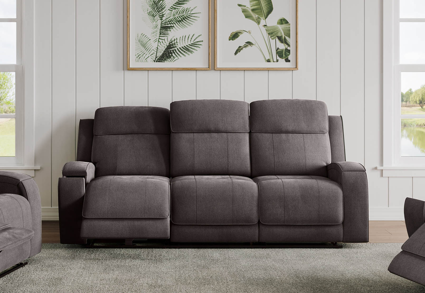 BAYTOWN FABRIC 3 SEATER ELECTRIC RECLINERS GREY
