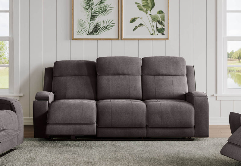 BAYTOWN FABRIC 3 SEATER ELECTRIC RECLINERS GREY