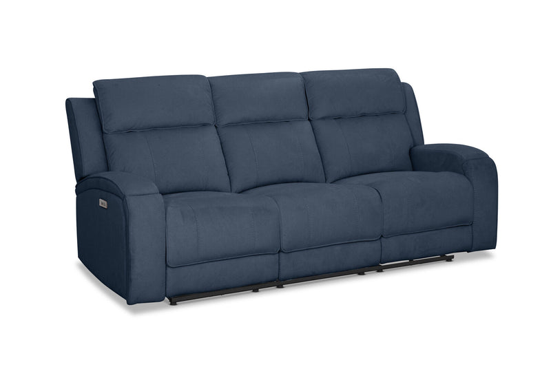 BAYTOWN FABRIC 3 SEATER ELECTRIC RECLINERS NAVY