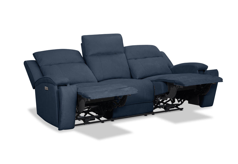 BAYTOWN FABRIC 3 SEATER ELECTRIC RECLINERS NAVY