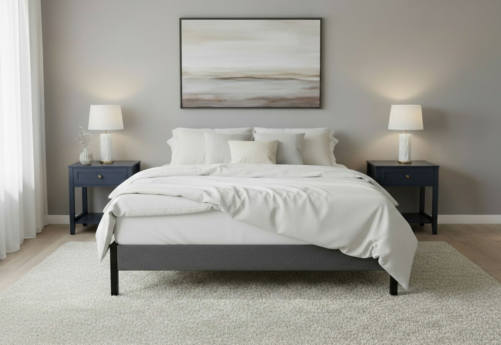 CARPENTER KING BED BASE GREY
