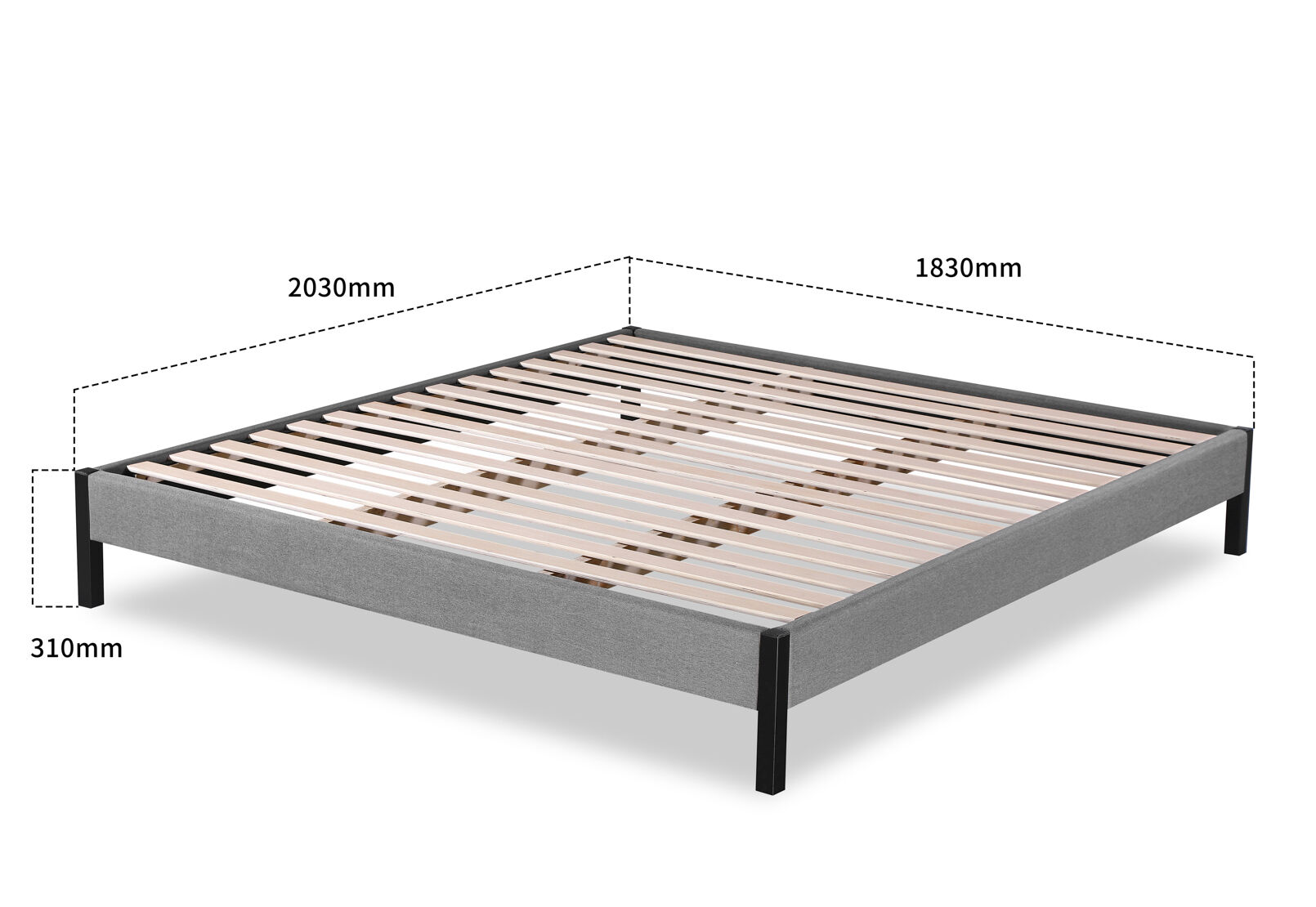 CARPENTER KING BED BASE GREY