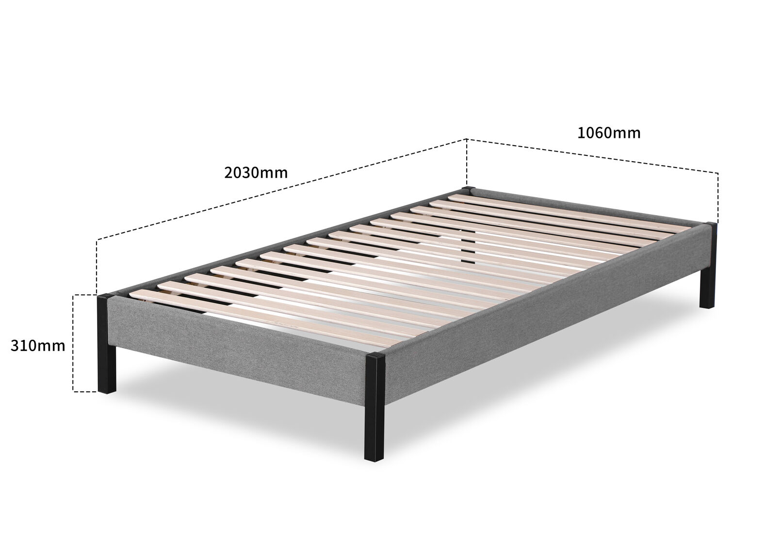 CARPENTER KING SINGLE BED BASE GREY