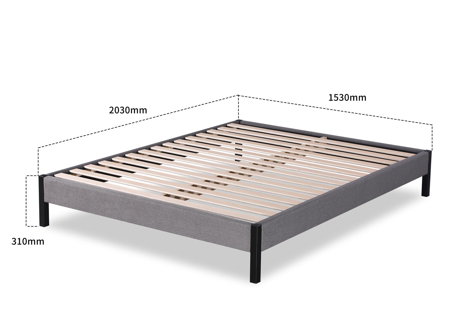 CARPENTER QUEEN BED BASE GREY