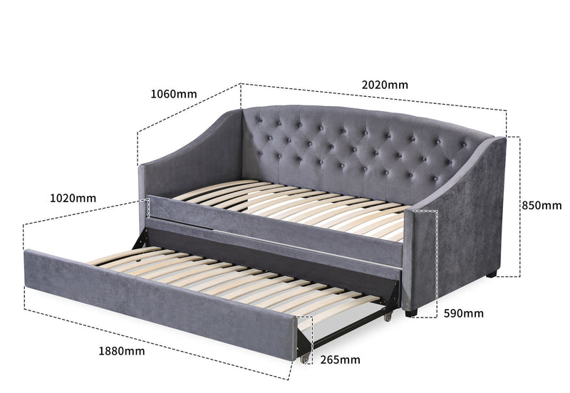 CLAUDIUS SINGLE DAY BED GREY