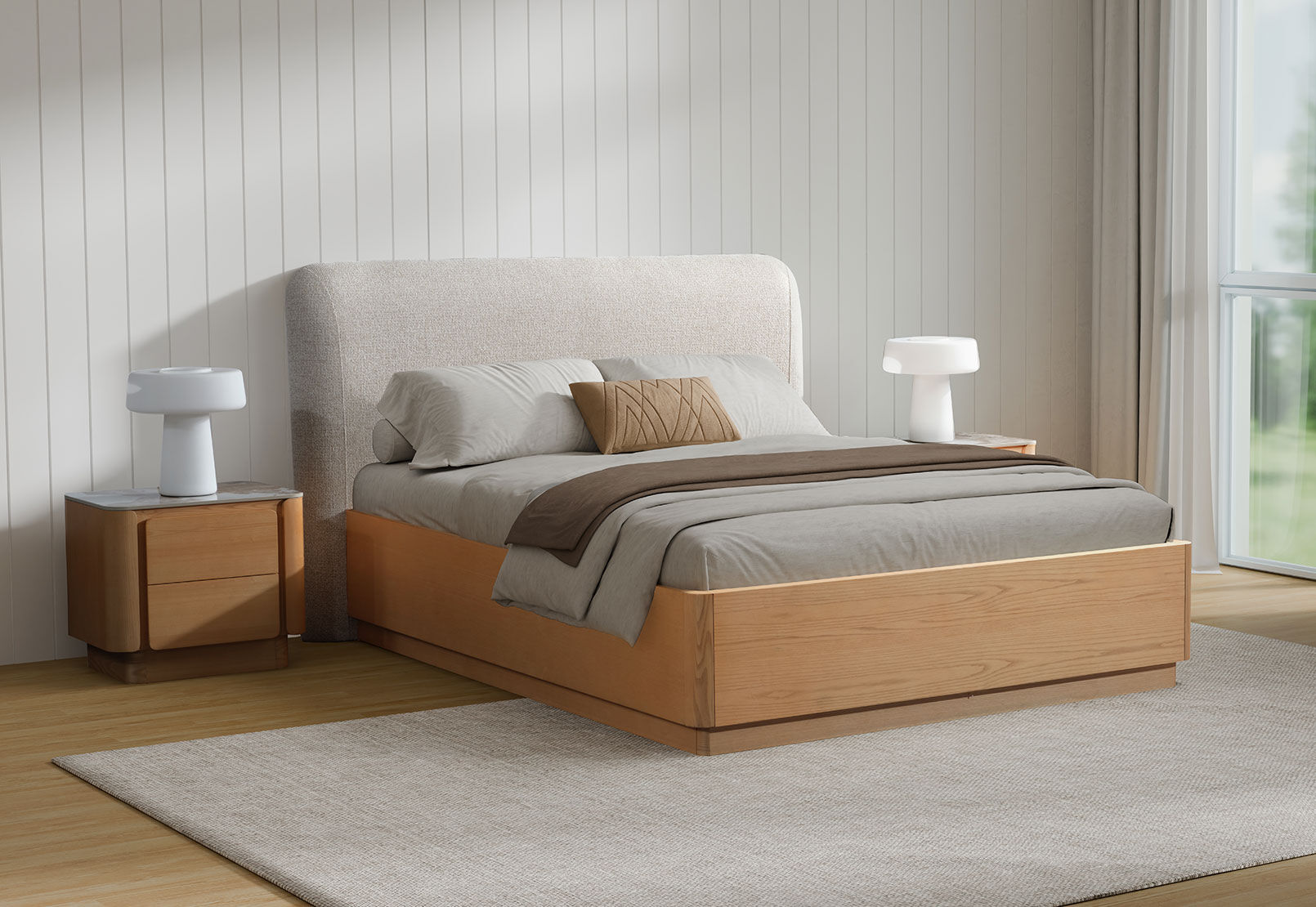 VINCENTIO QUEEN BED BEIGE