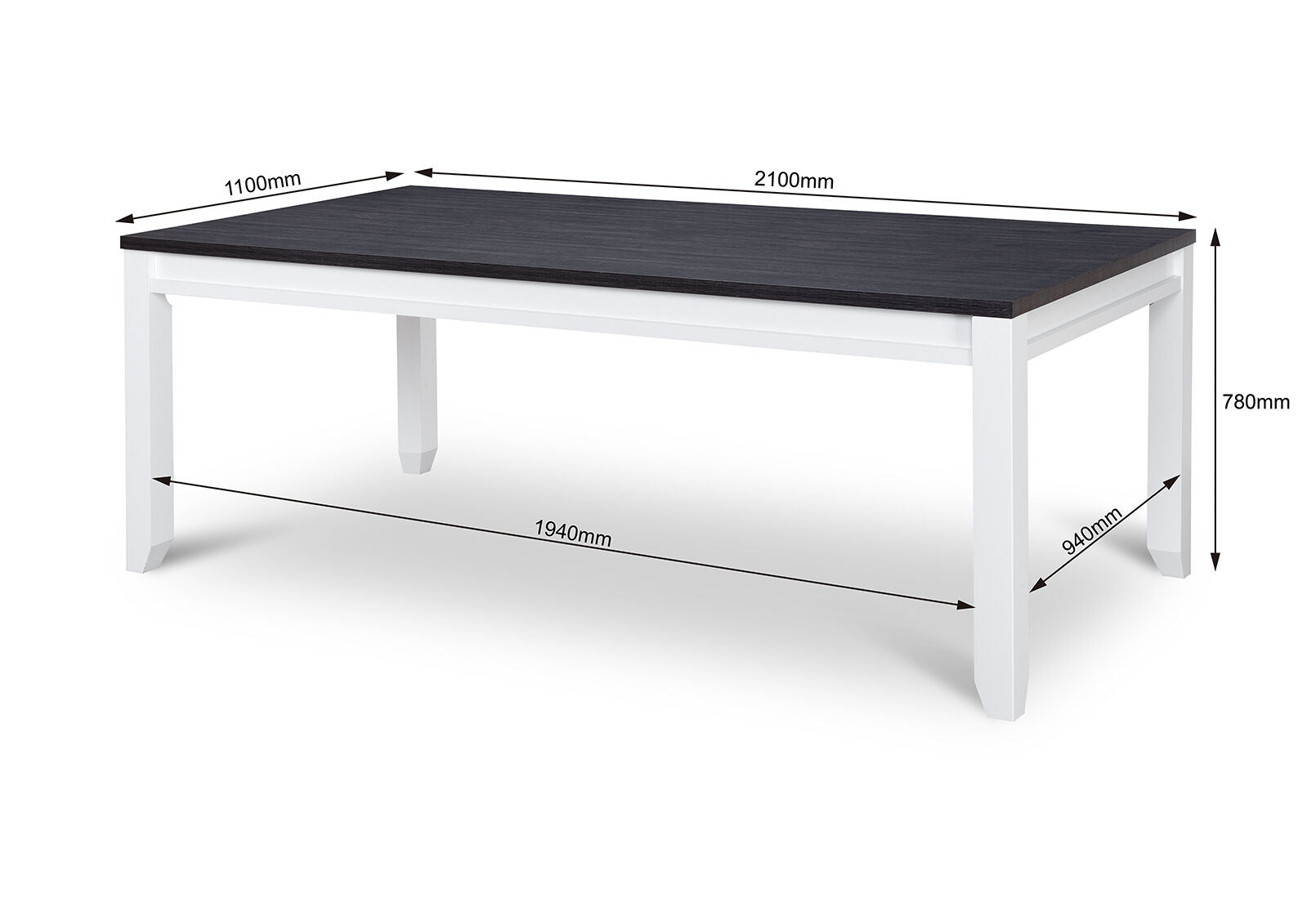 CASSEL 2100 DINING TABLE WHITE/DARK