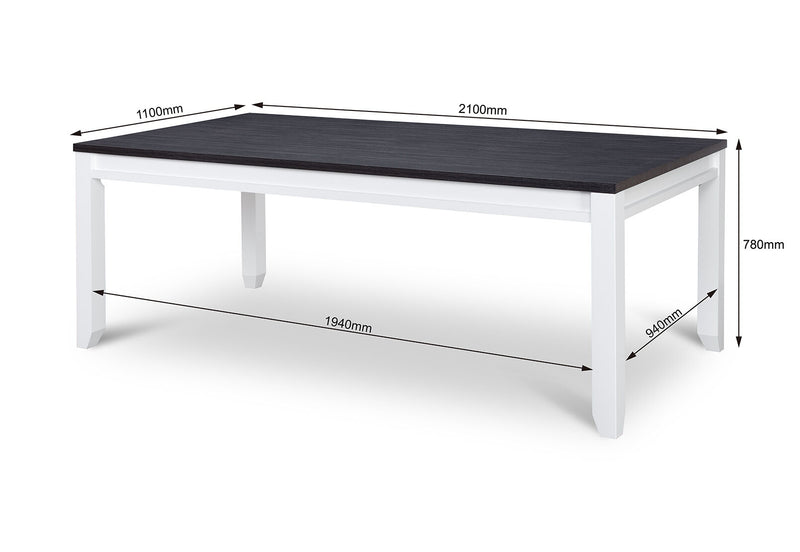 CASSEL 2100 DINING TABLE WHITE/DARK