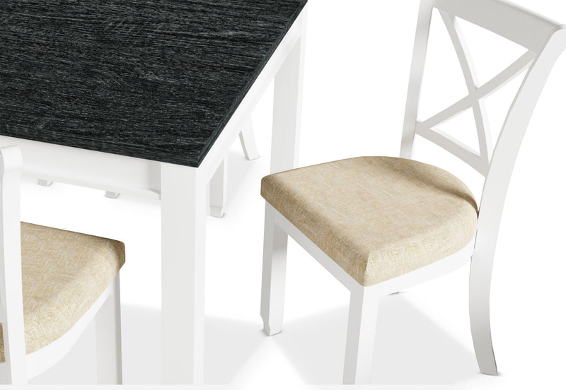 CASSEL 7 PIECE DINING SUITE WITH MALU DINING CHAIRS  WHITE