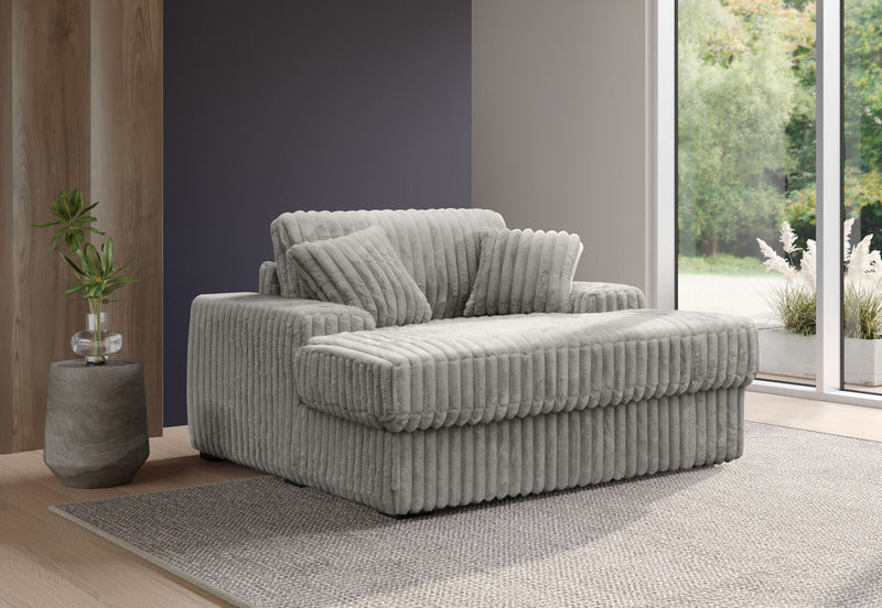 GRANDORA FABRIC CHAISE CHAIR MID GREY